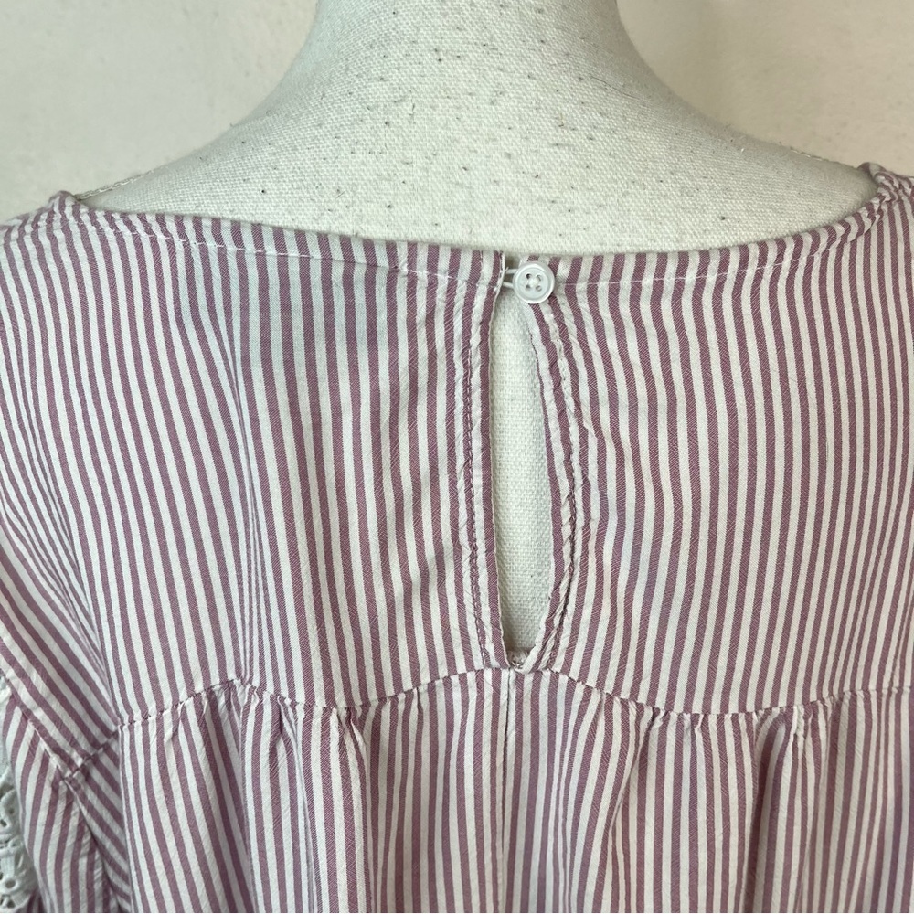 2/$25 Lane Bryant Pink Stripes Floral Lace Business Feminine Casual Blouse 22/24 - Picture 7 of 13